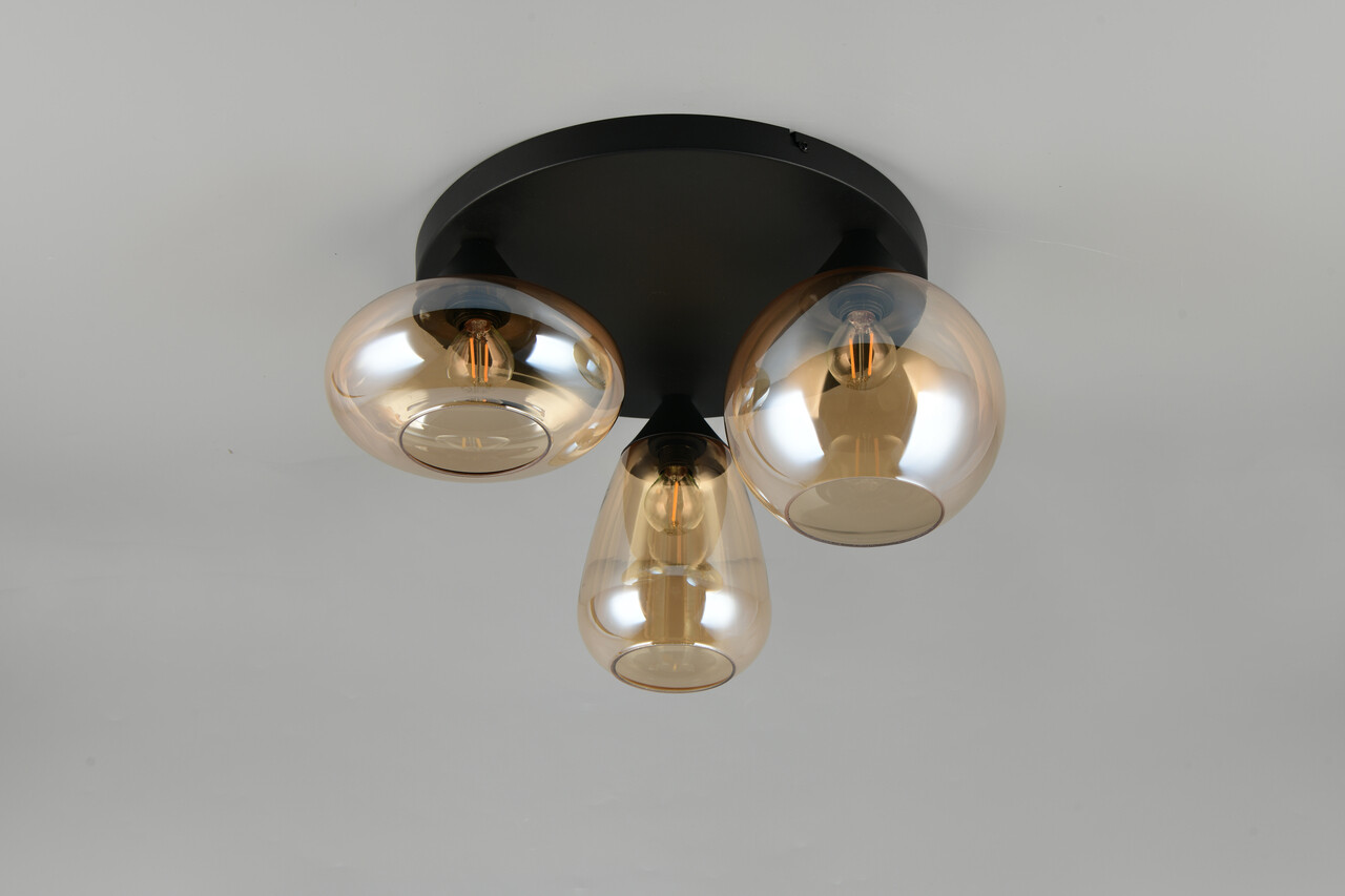 Plafoniera Lumina, TRIO, 35x24.5 cm, 10W, 3x E14, metal, negru mat - imagine 5